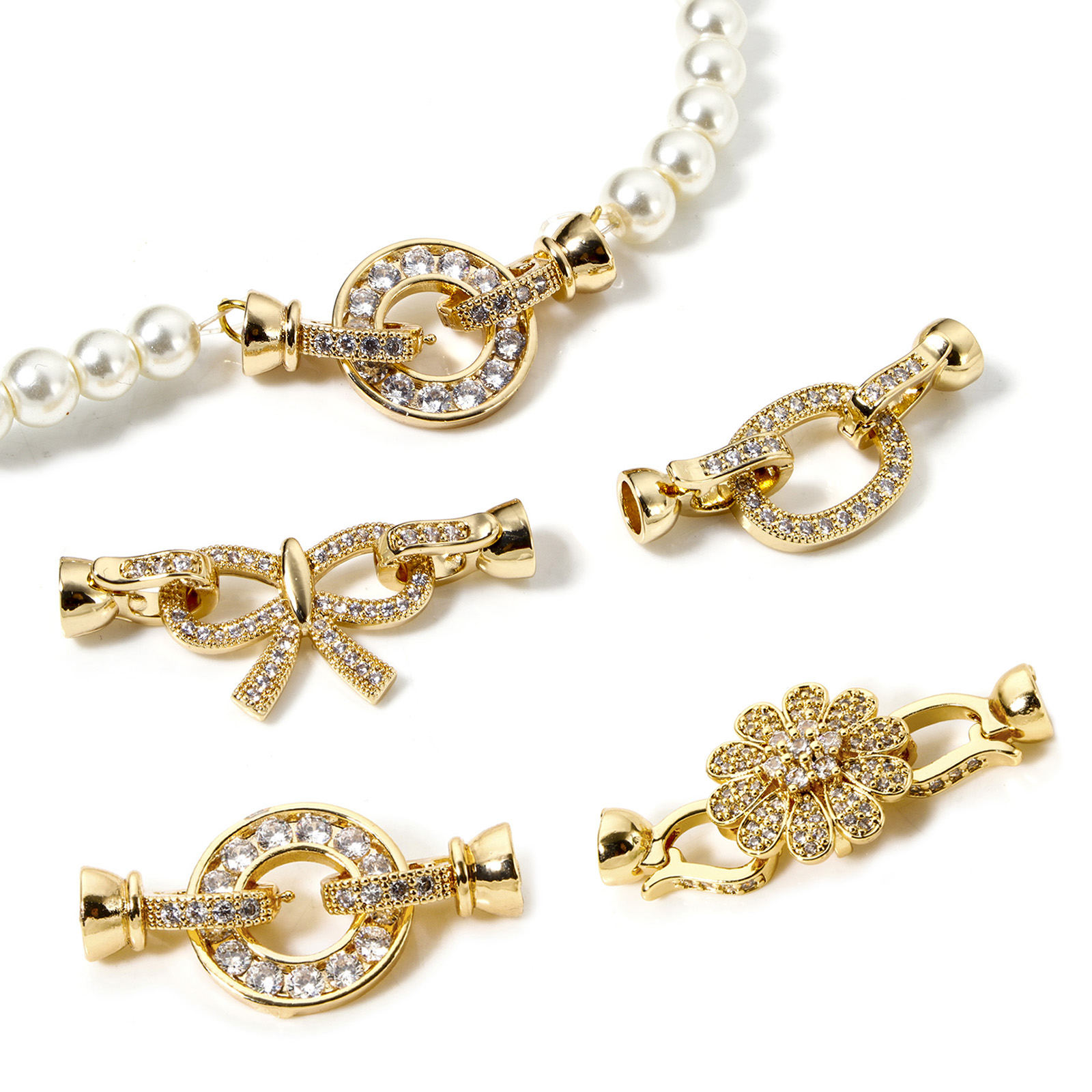 Circle Hook Set - 1pc Brass Fold Over Clasps Gold