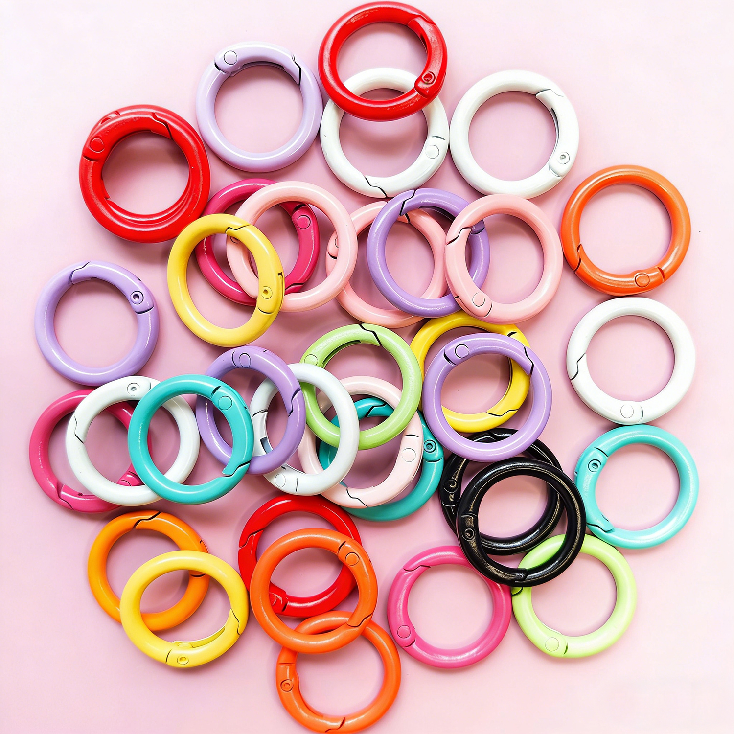 Circle Hook Set - 20mm Candy-Colored Spring Clasps, Spring Rings