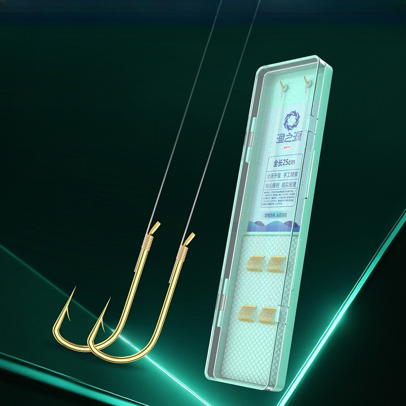 Snell Fishing Rig - Pre-Tied Golden Barbed Hooks, Short Anti-Tangle