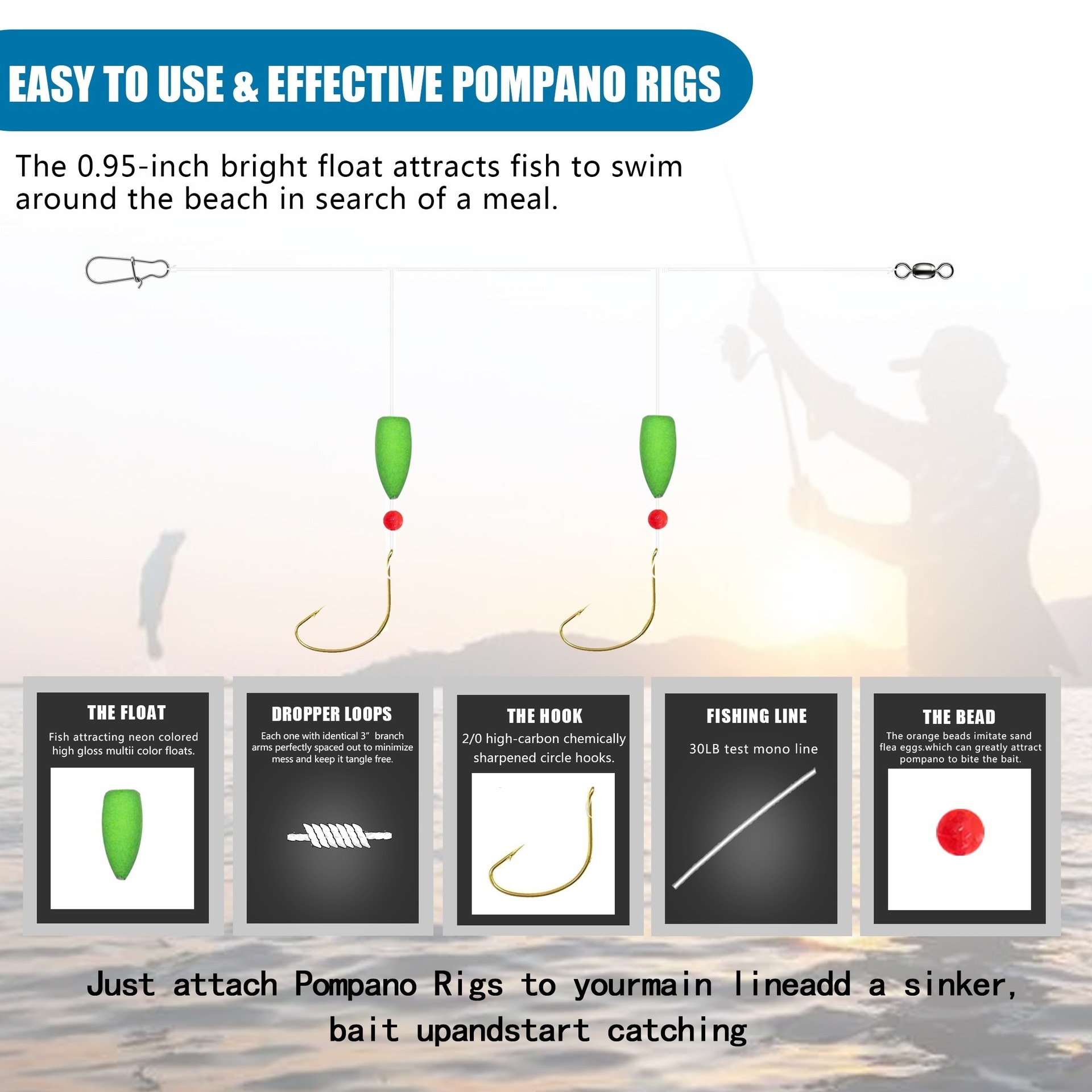 1-5PCS Pompano Rigs Surf Fishi - مراجعة Snell Fishing Rig وسعره