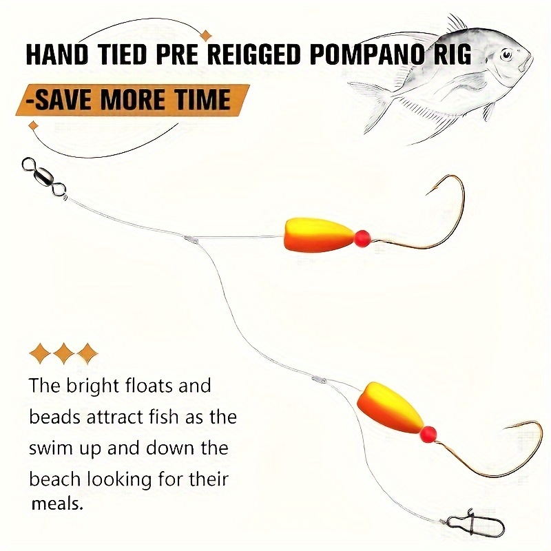 3pcs Pompano Rigs Surf Fishing - مراجعة Snell Fishing Rig وسعره