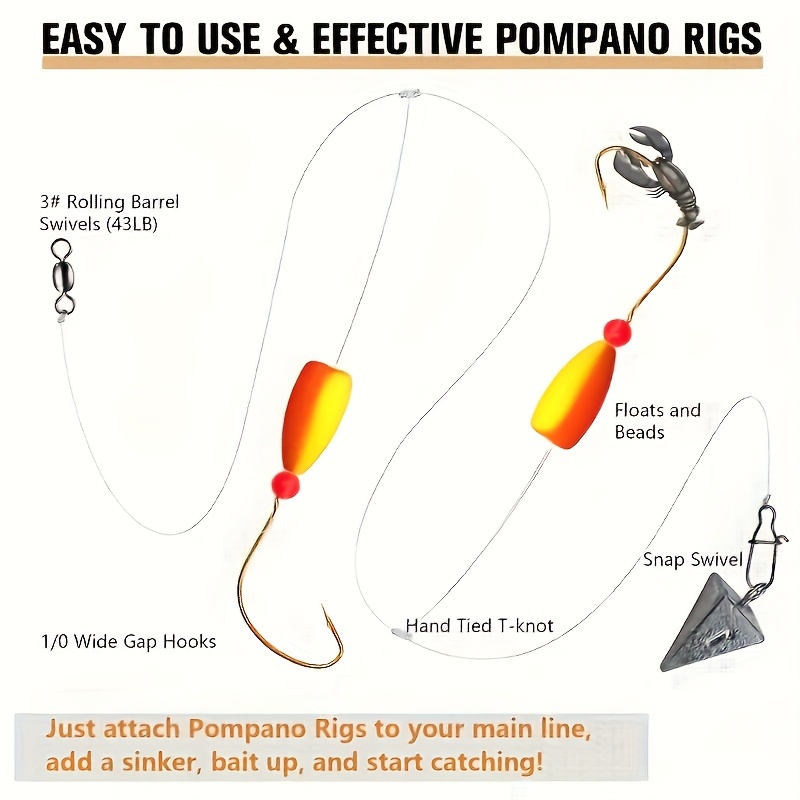 3pcs Pompano Rigs Surf Fishing - مراجعة Snell Fishing Rig وسعره