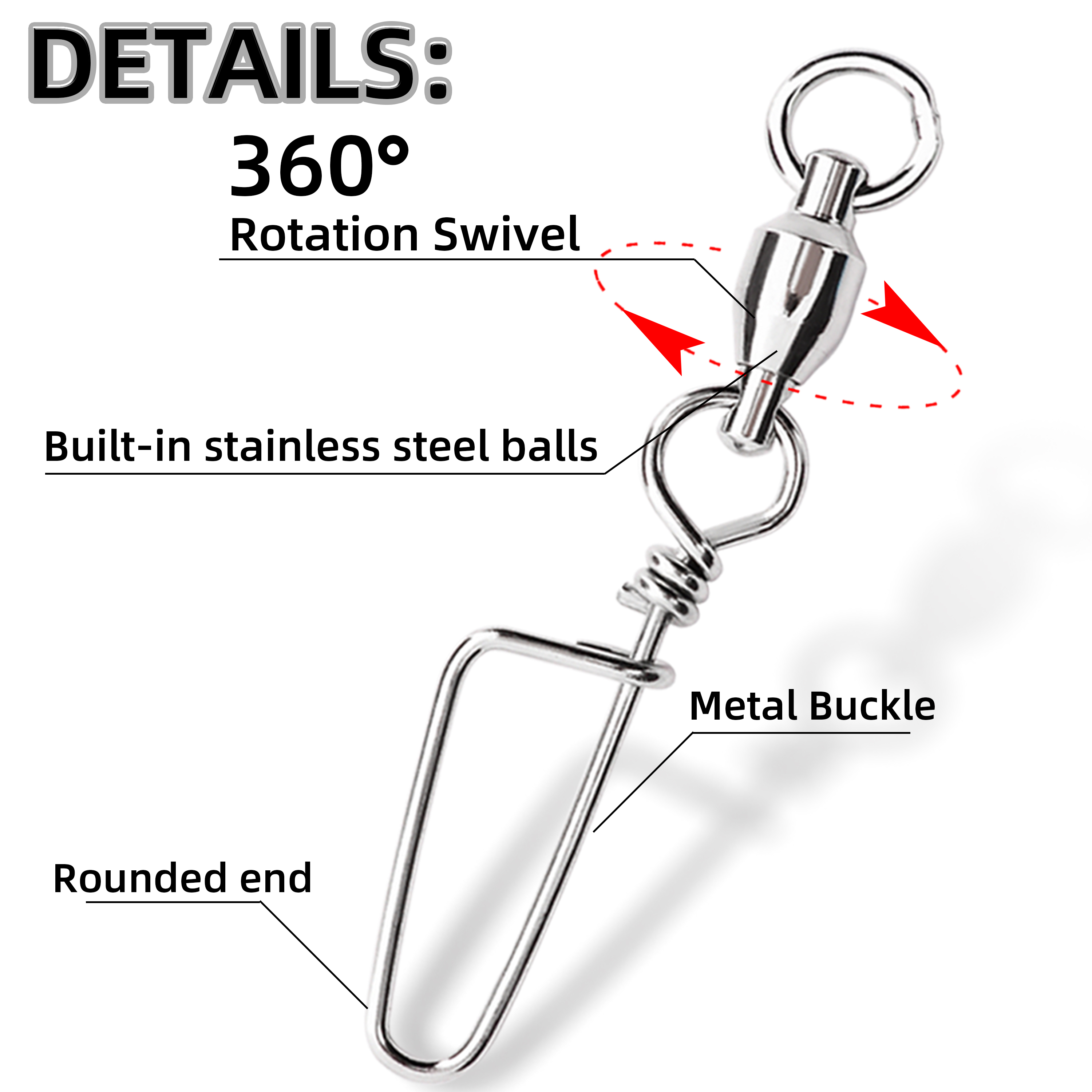 50pcs Fishing Ball Bearing Swi - مراجعة Fishing Equipment Hook وسعره