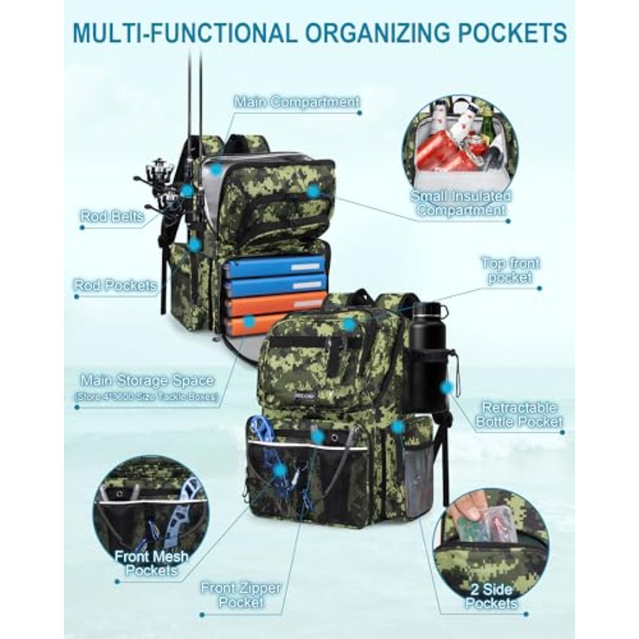Fishing Backpack with Rod Hold - مراجعة Rod Holder Fishing وسعره